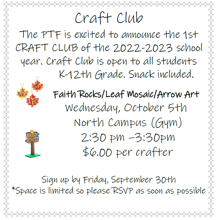 Craft Club on October 5th