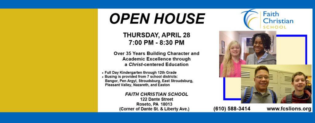 Open House on Thursday April 28th