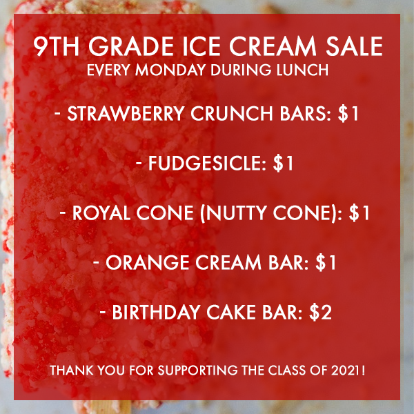 9th Grade Ice Cream Sale