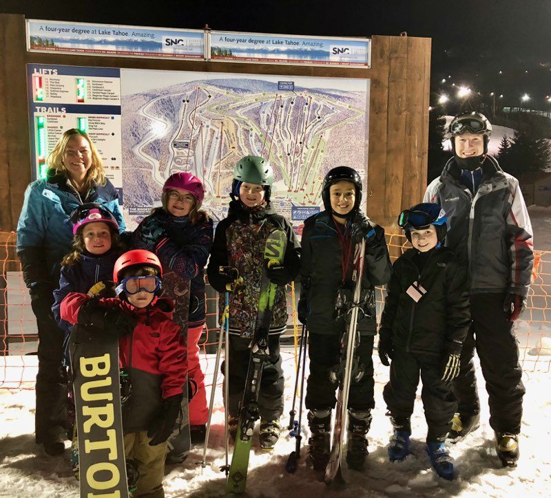 Students and Their Families Enjoying FCS Ski Club