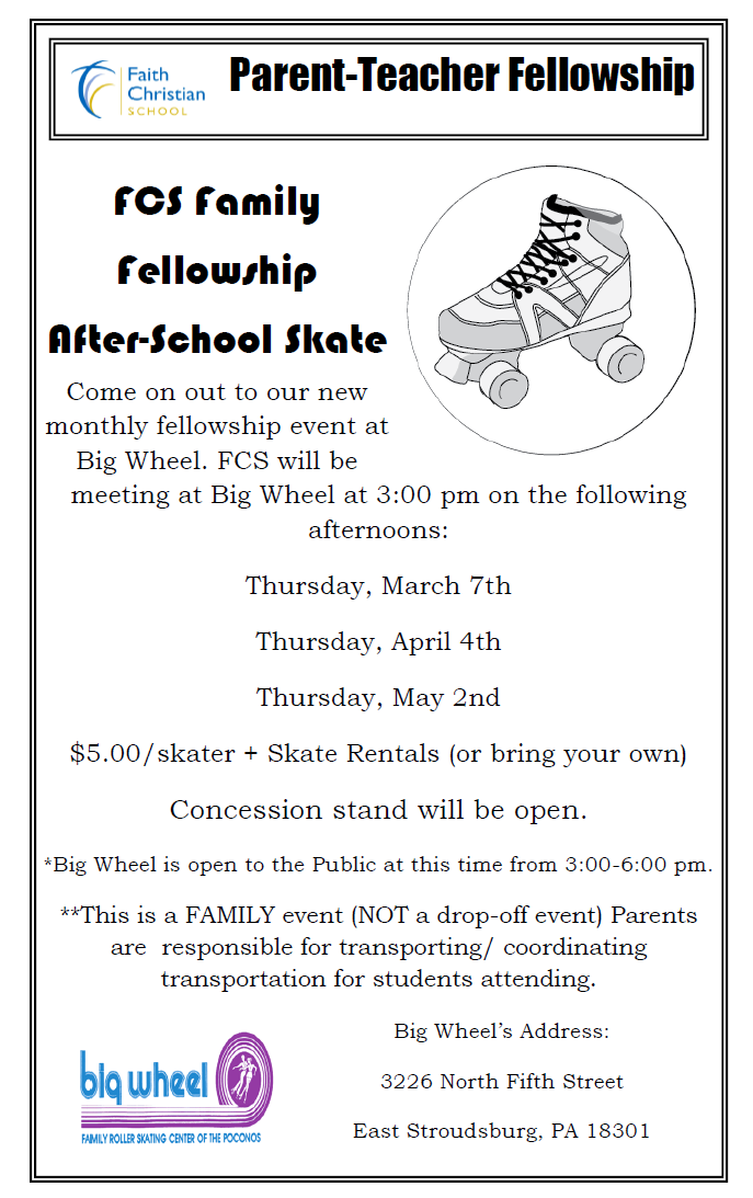 Thursday, April 4th – After School Big Wheel Skate