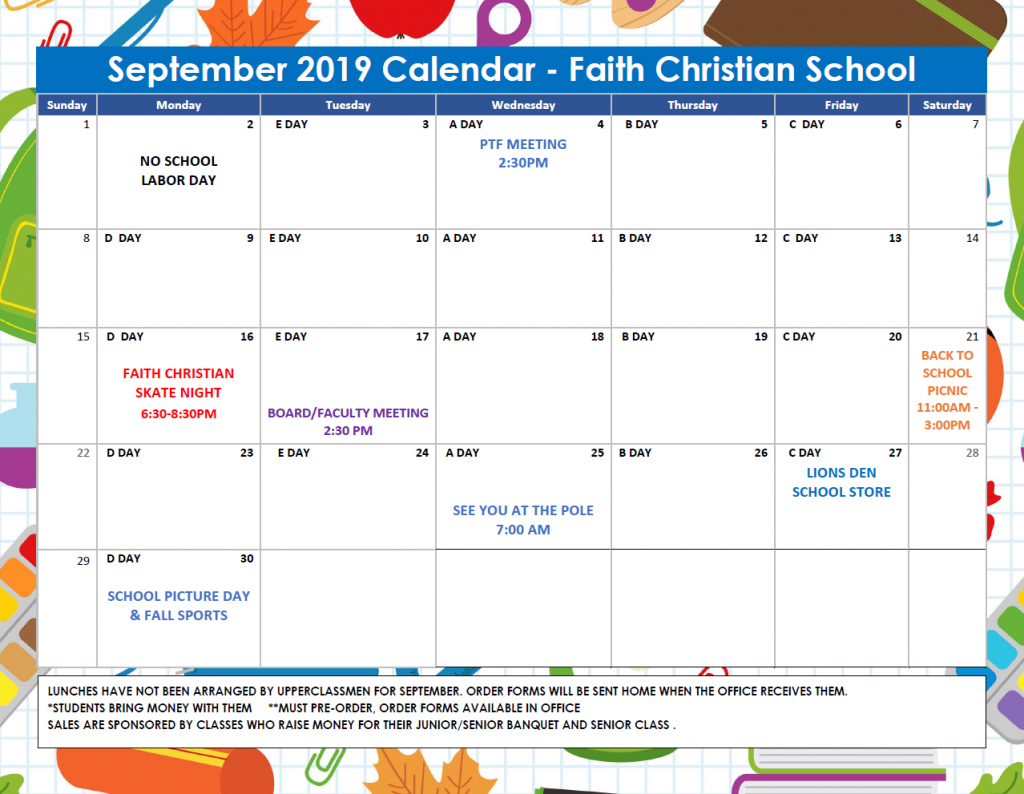 September 2019 Calendar