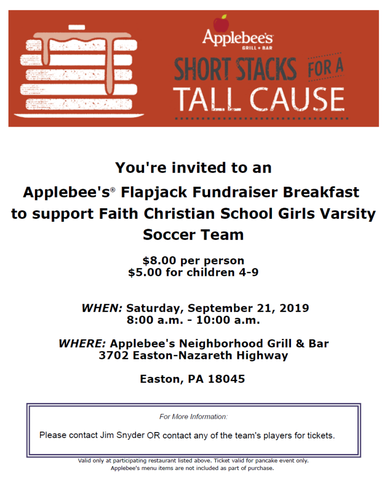 Girls Varsity Soccer Fundraiser – September 21st