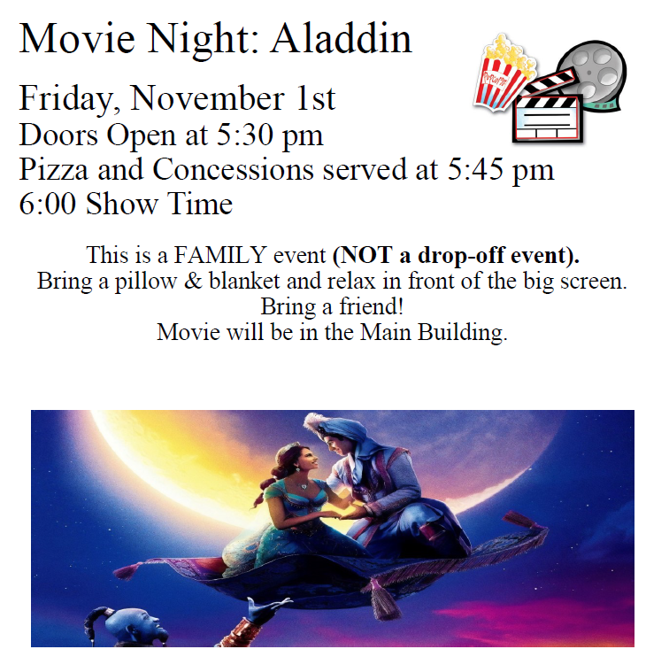 Movie Night - Aladdin (2019) Friday, Nov 1st