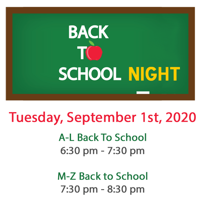 Back To School Night – Sept 1st
