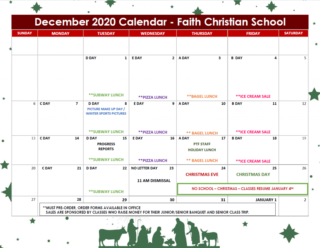 December 2020 Calendar