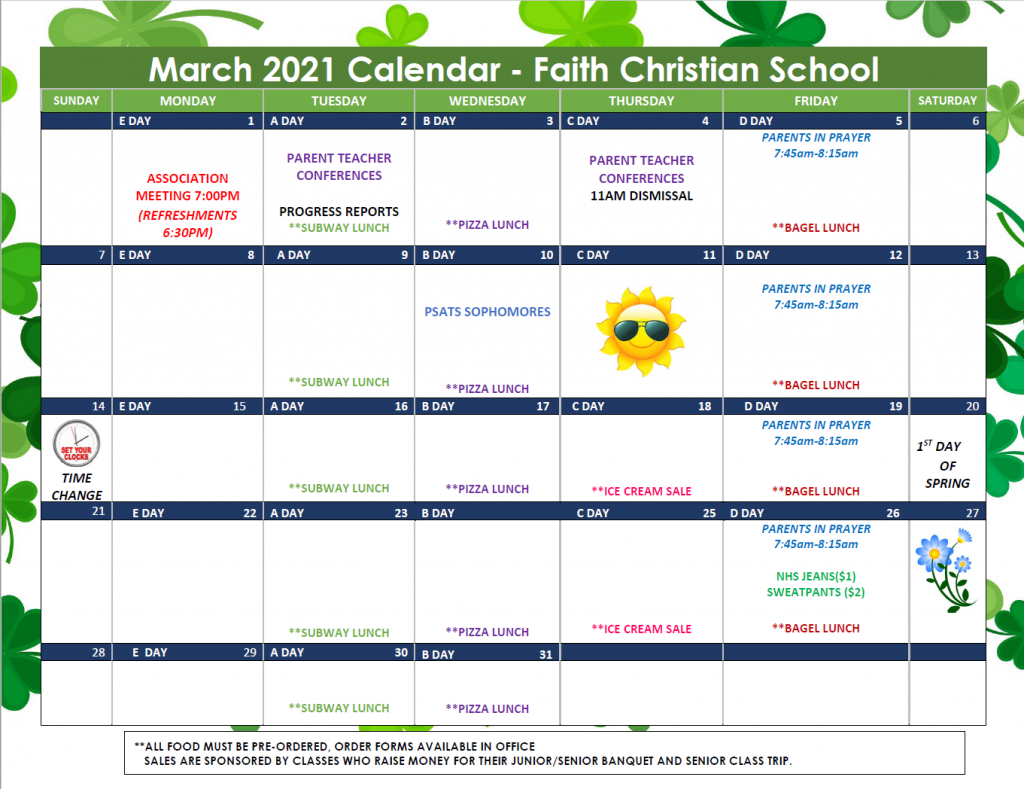 March 2021 Calendar