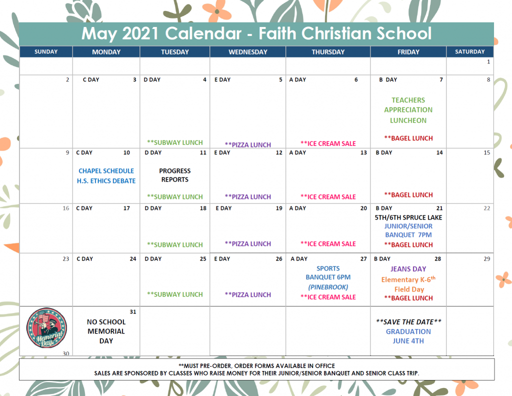 May 2021 Calendar