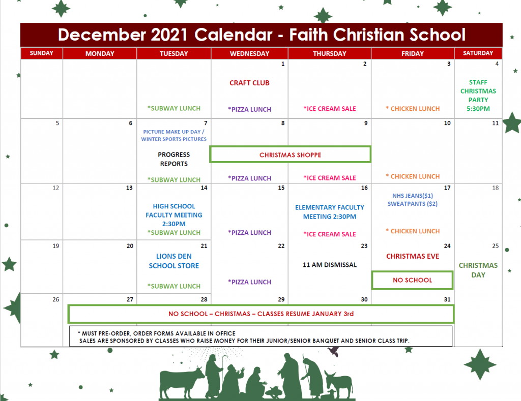 December 2021 Calendar