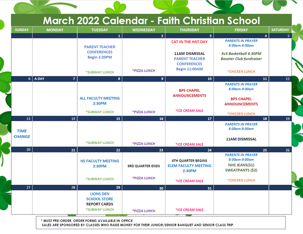 March 2022 Calendar