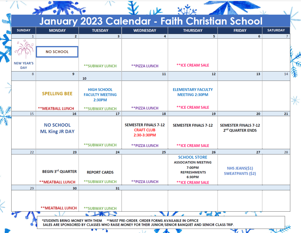 January 2023 Calendar