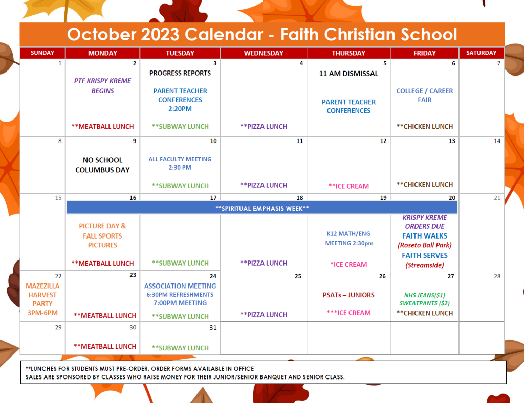 October 2023 Calendar