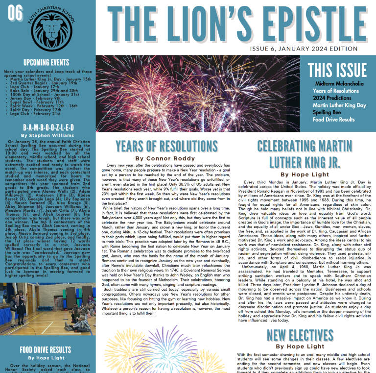 Lion’s Epistle January 2024 Edition