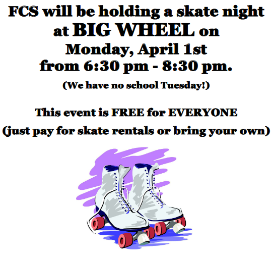 Skate Night on April 1st