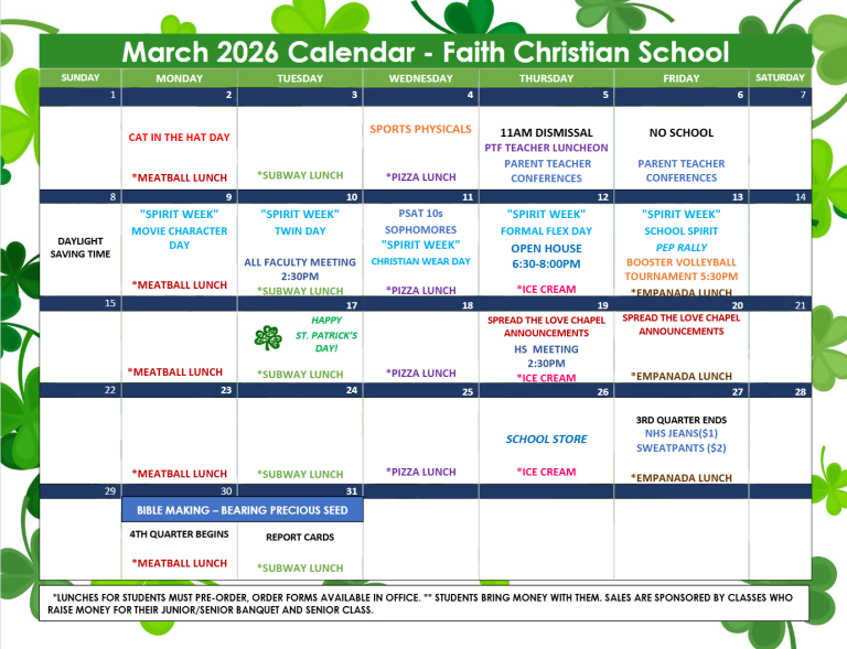 March 2026 Activities Calendar